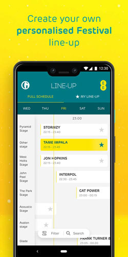 EE Glastonbury app line up feature