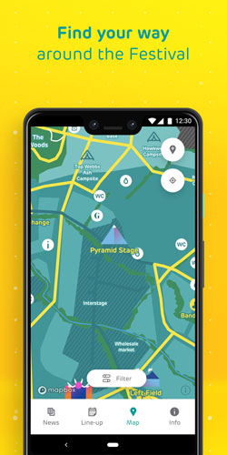 EE Glastonbury app map feature