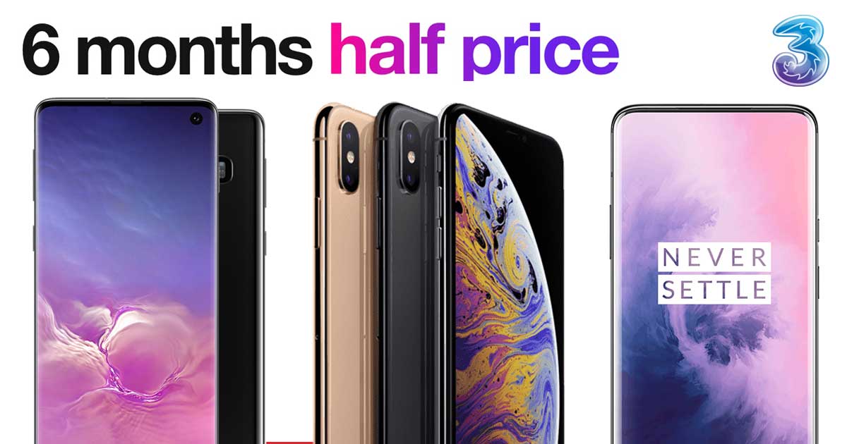 Three 6 months half price phones