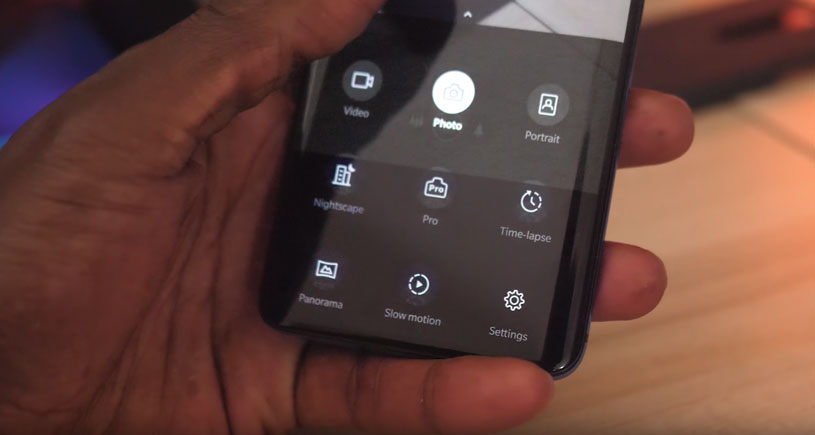 OnePlus 7 Pro camera app menu
