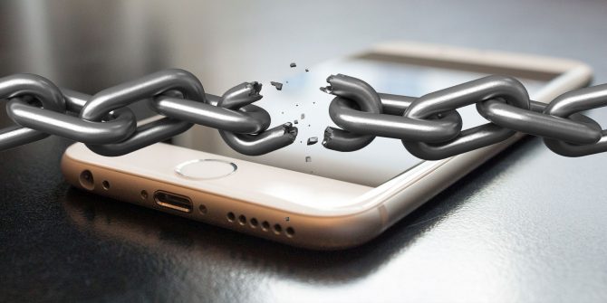Locked mobile phone with chain