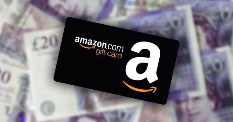 Amazon gift card on cash