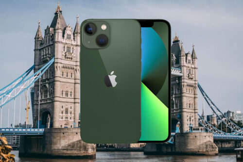 A iPhone over a photo of Tower Bridge in London