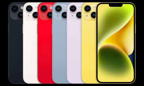 iPhone 14 all colours lined up