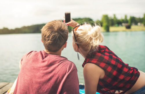 Couple taking a selfie